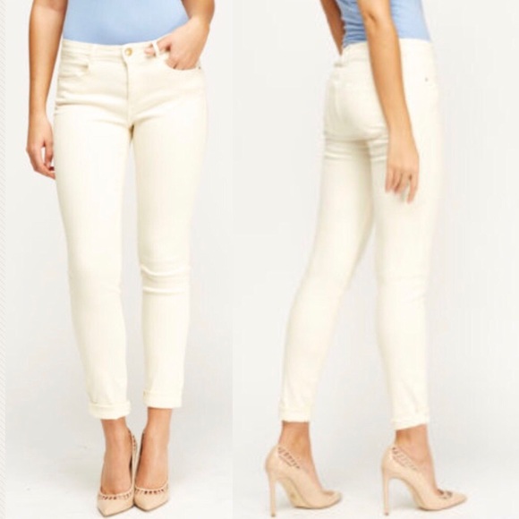 cream coated jeans